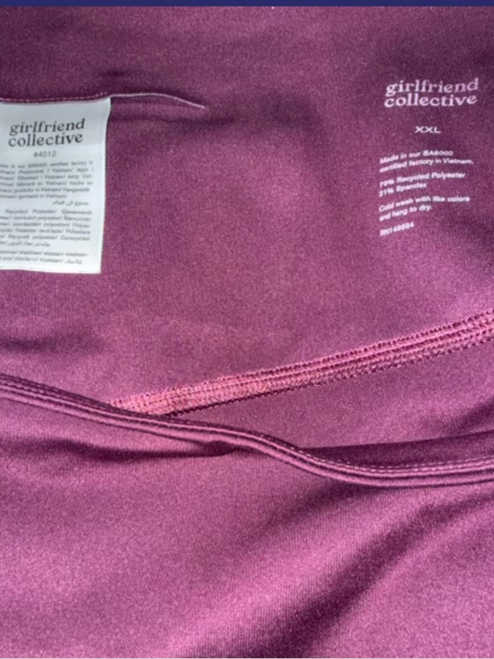 Girlfriend Collective Compressive Plum 3/4 Legging XXL EUC - Picture 4 of 10